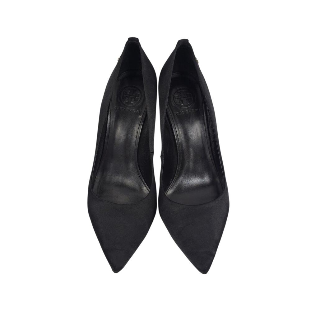 Tory Burch Satin Heels Black Pointed Toe Pumps - Picture 3 of 14